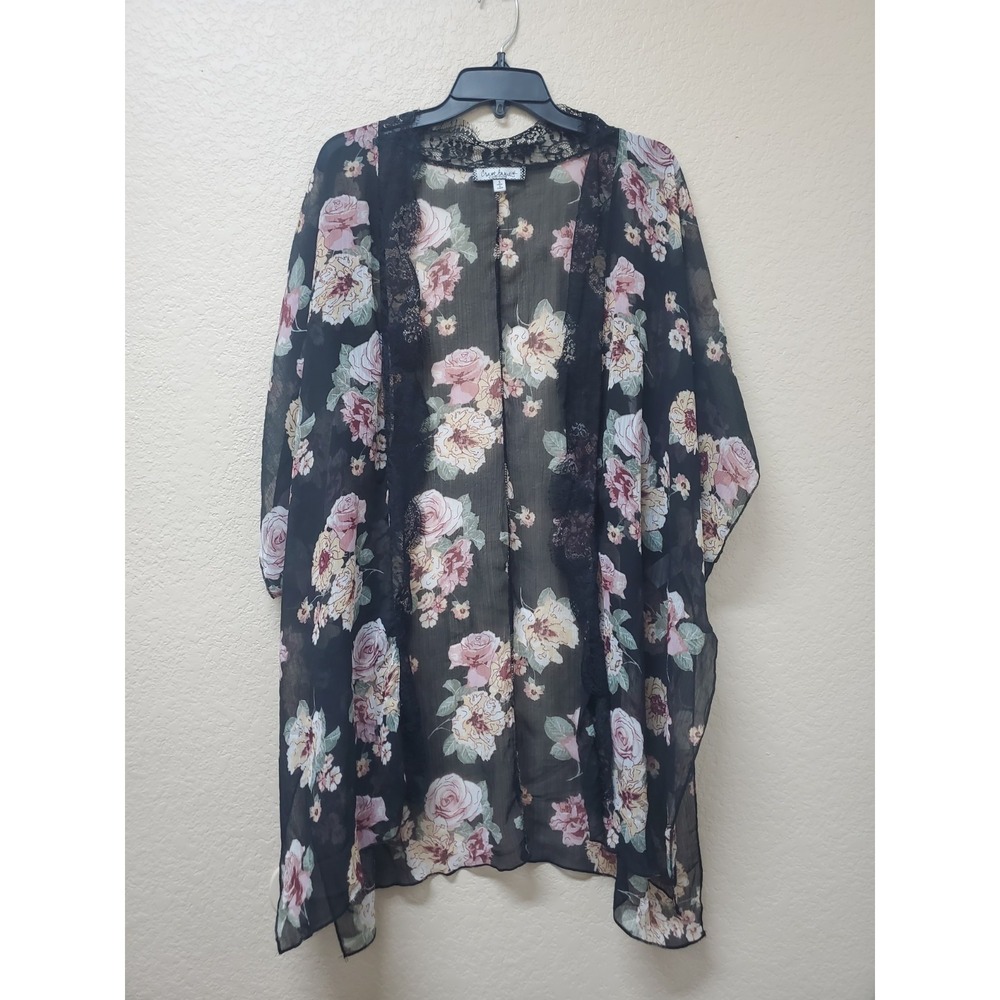 Floral Sheer Kimono Cardigan | Boho Lightweight Layer | Size Small